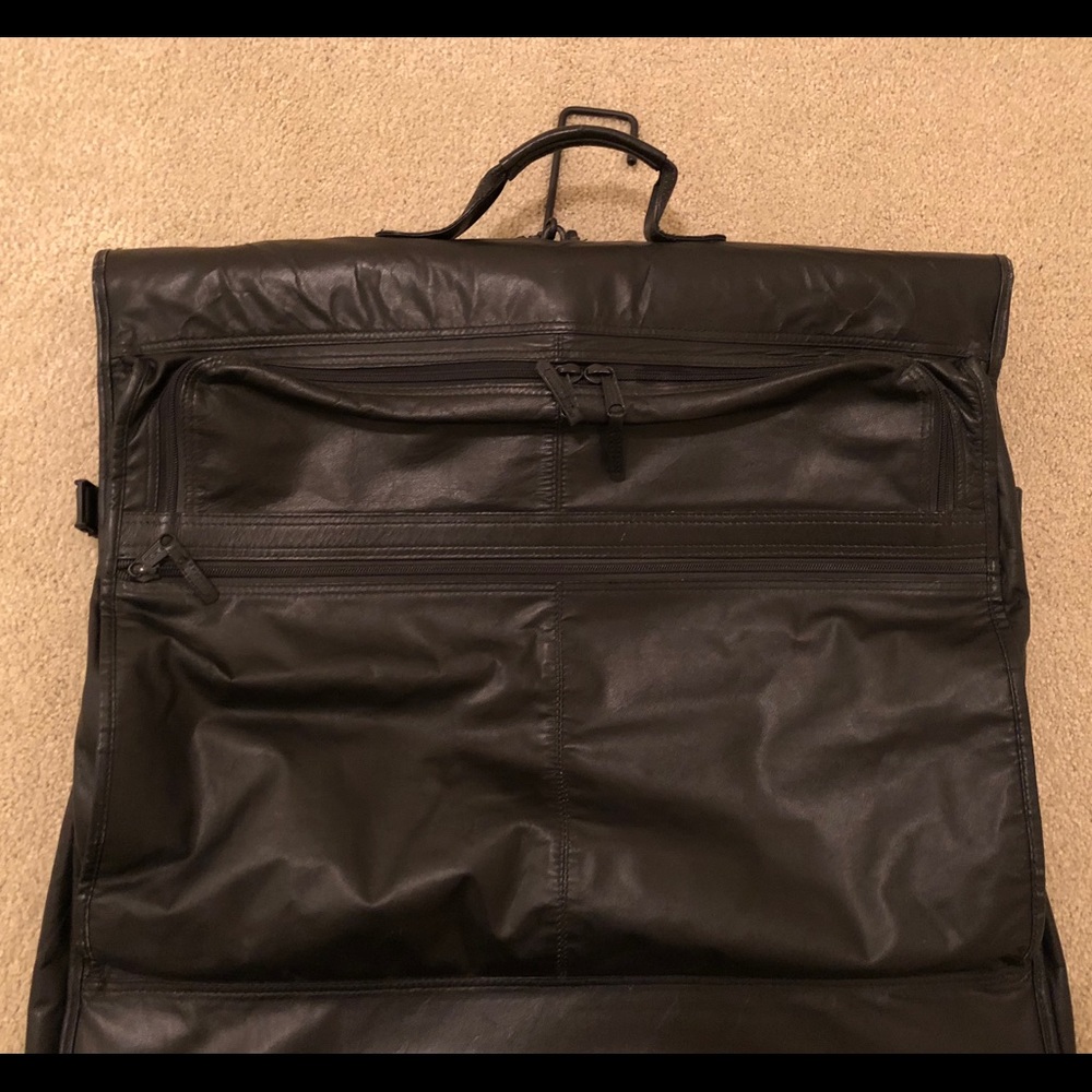 TUMI Black Napa Leather Classic BiFold Garment Bag